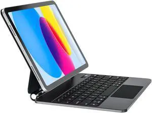 DVWDVW Keyboard Case for iPad 10th Generation 2022 Magic Style Folio Magnetic Keyboard Case with Multi-Touch Trackpad Compatible with iPad 10th Gen 10.9 inch 7 Colors Backlit with LED Display (Black)