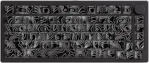 M1 V5 Aluminum Mechanical Keyboard 75% Topographic Theme Quick Release Gaming Keyboard with Knob, 8000 mAH RGB Hot-swappable Black Custom Keyboard with Side-printed Keycaps Pre lubed Piano Switch