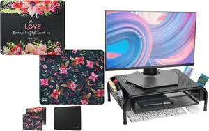 Mr. Pen- Mouse Pad and Metal Mesh Monitor Stand with Drawer