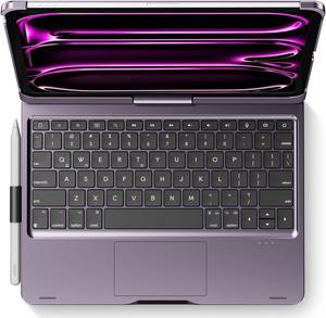 edaiser Swivel Keyboard Case for 2024 Apple iPad Pro 11 inch M4 A2836 A2837 A3006; Rotatable Cover with Pencil Holder, Multi-Touch Trackpad, Backlit, Metallic Purple