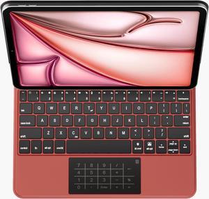 edaiser Wireless Magic Keyboard Case for Apple iPad Air 11-inch M2 2024, iPad Pro 11-inch (4th/3rd/2nd/1st), iPad Air 5th 4th Generation; Smart Multi-Touch Trackpad, RGB Backlit, Red