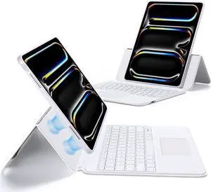 ESR Ascend for iPad Pro 13 Inch 2024(M4), Keyboard Case with Trackpad, Magnetic Detachable Keyboard with Backlit Keys, Fully Adjustable Portrait/Landscape Stand, White