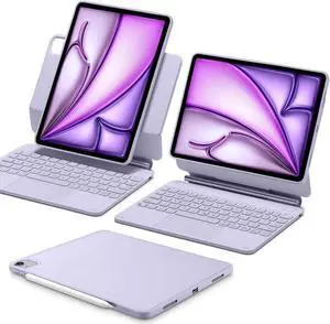 ESR iPad Air 11 Inch Case with Keyboard (M3/M2, 2025/2024) & iPad Pro 11/Air 5th/4th Gen Keyboard, Easy-Set Magnetic Stand, Portrait/Raised Modes, with Removable Protective Case, Purple