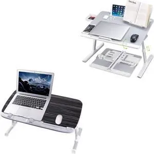 Laptop Desk for Bed, XXL Laptop Bed Tray Table, Portable Folding Laptop Stand for Bed/Sofa/Couch/Floor for Writing Eating, Ergonomic Design and Large Surface Lap Desk with Tablet Slot, by NEARPOW