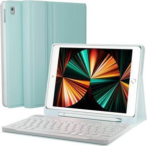 EVEO iPad Case With Keyboard 10.2'' - iPad 9th Generation Case With Keyboard (2021) - for iPad Case 9th Generation/8th Gen/7th iPad keyboard case 9th generation iPad case, Built-in Pencil Holder-Green