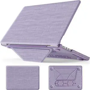 DONGKE for M4 MacBook Pro 14 Inch Case M3 M2 M1 Pro/Max 2024 2023 2021 (Model: A3112 A3401 A3185 A2918 A2992 A2779 A2442), Durable Fabric & PC Protective Cover with Magnetic Stand - Purple