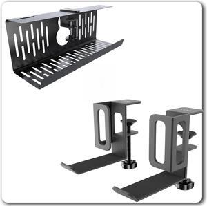 NODOCA No Drill Under Desk Cable Management Tray+Vertical Laptop Stand