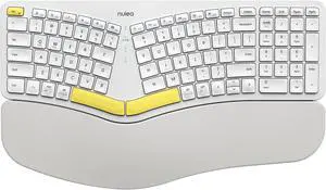 Nulea Wireless Ergonomic Keyboard, Split Keyboard with Cushioned Wrist Rest, Bluetooth and USB Connectivity, USB-C Rechargeable, Compatible with Windows Mac (Yellow White)