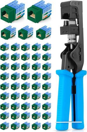 Everest Media Solutions Bundle - 2 Items: easyJACK - Speed Termination Tool + 50 Pack of RJ45 CAT5e UTP Keystone Jacks - Green