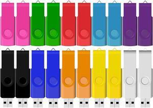 USB Flash Drive 4GB 20 Pack FEWINA USB 2.0 Flash Drives Bulk 4 GB Thumb Drive Swivel Memory Stick Jump Drive Pen Drive for Storage and Backup Multiple Color 20PCS 4GB