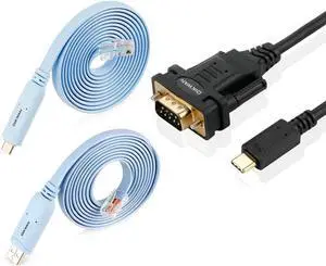 OIKWAN 2 Pack Console Cable USB and Type-C to RJ45 +USB Type C to RS232 DB9 Serial Port Adapter Cable