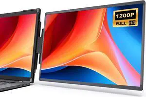 Oiiwak Portable Laptop Screen Monitor Extender 14inch, Aluminum Alloy 1200P IPS Attachable Monitor for 13.3-16" Laptop with HDMI & USB-C Ports, Compatible with Windows & Mac
