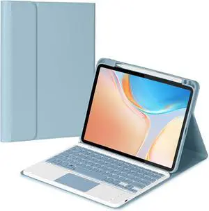 Eisuiyi Keyboard Case for iPad 10th gen 10.9inch 2022/ iPad (A16) 11th gen 11inch 2025, Detachable Touchpad BT Keyboard, Magentic Protective Cover with Pencil Holder, Full Protection, Blue