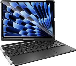 pekarejue Wireless Keyboard Case for Apple iPad Air 11-inch M2 2024 & iPad Air 5th,4th & iPad Pro 11 (4th,3rd,2nd,1st Gen): Rotatable Pencil Holder Multi-Touch Trackpad RGB Backlit Black