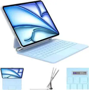 DVWDVW Keyboard Case for iPad Air 11 inch (M2) 2024 & iPad Pro 11 inch (4th/3rd/2nd/1st Generation), Magic Keyboard for Air 5th/4th Gen,Multi-Touch Trackpad,7 Colors Backlight (Blue)