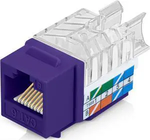 Everest 45deg Angled RJ45 Cat6 Keystone Jacks 50-Pack in Purple - Slim Profile Female RJ45 Connectors - Cat 6 Keystone Jack - Compatible with 45deg Angled Speed Termination Tool - 45Term (B0BL3GS7ZY)
