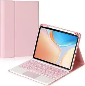 Eisuiyi Keyboard Case for iPad 10th gen 10.9inch 2022/ iPad (A16) 11th gen 11inch 2025, Detachable Touchpad BT Keyboard, Magentic Protective Cover with Pencil Holder, Full Protection, Pink