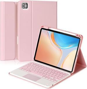 Eisuiyi Keyboard Case for iPad Pro 11" M4 2024, Detachable Touchpad BT Keyboard, Magentic Protective Cover with Pencil Holder, Full Protection, Pink