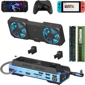 PORPEN 10-in-1 Type-c Game Docking Station for steam Deck/ROG Ally/Switch M.2 PCie nvme Hard Disk Box,USB C HUB 4K60HZ, 100w 10Gbps,Dual Fan Cooling,USB3.0 Card Reader,1000Mbps