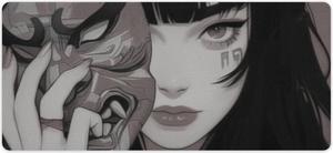 QEOPGNE Female Samurai Large Mouse Pad Japanese Anime Girl Mousepad Cool Retro Desk Mat for Keyboard Computer Pad Extended Gaming Office Desk Organizers and Accessories 35.4 x 15.7 Inch
