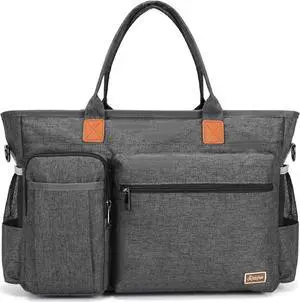 Laptop Tote Bag, Middle Size Computer Messenger Teacher Bag with 15.6'' Padded Laptop Sleeve Dark Gray
