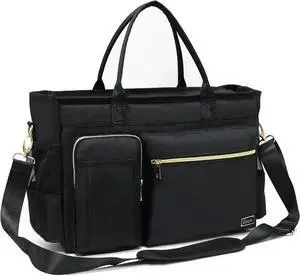 Rabjen Nurse Tote Bag for Work with Padded 15.6" Laptop Sleeve, Medical Supplies Shoulder Bag for Home Health Care