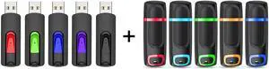 10 Pack Mix-Color USB Sticks - 5 Pack Retractable 64GB USB 2.0 Flash Drive and 5 Pack 64GB USB 3.0 Thumb Drive