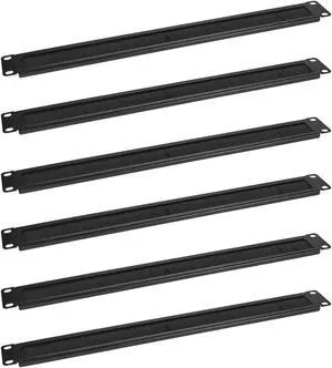 RackPath 6 Pack-1U Brush Rack Mount Panel Spacer for Cable Entry for 19in Server Rack Enclosure or Network Cabinet, Black