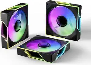 FexaDon Tek 120mm ARGB Computer Case Fan, 4 Pin PWM, Silent Computer Cooler with Infinity Mirror 1550RPM (3 Pack, Black,120mm)