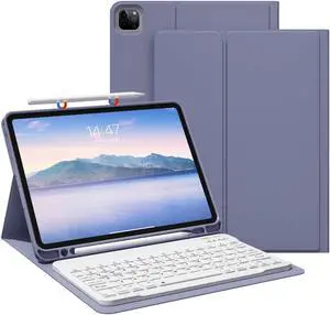 GKABXY Keyboard Case for iPad Pro 11 inch (4th/3rd/2nd/1st Gen) 2022/2021/2020/2018, Detachable Wireless Bluetooth Keyboard Case with Pencil Holder for iPad Pro 11", Auto Sleep/Wake (Purple Gray)