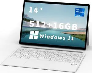 FUNYET 2 in 1 Laptop Touchscreen, 14 Inch Tablet Laptop Computer, 12th Gen N100 Processor, 16GB DDR5 RAM, 512GB SSD, 1920 x 1200, Wi-Fi 6, BT5.2, Backlit Keyboard