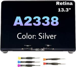 Fotisangea A2338 13.3'inch Replacement for MacBook Pro M1 M2 2020 Retina A2338 MYDA2 MYDC2 MYD83 MYD92 EMC3578 LED Full LCD Screen Display Complete Top Assembly(Space Grey/Silver) (Silver)