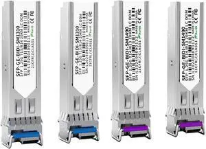 2 Pair 1.25G BiDi SFP Fiber Transceiver Module, 1000BASE-BX-D, Single-Mode Simplex LC, Tx/Rx 1490nm/1310nm, DDM, SMF, Compatible with Cisco, Ubiquiti/Unifi, Mikrotik, TP-Link and More, up to 20km