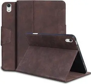 Gexmil Genuine Leather Case for iPad mini 7 (A17 Pro) 2024 / iPad mini 6 Generation 2021 8.3 Inch,Magnetic Closure,Pencil Holder,Shockproof Cowhide Cover,Pencil 2 Wireless Charging,Sand Dark Brown
