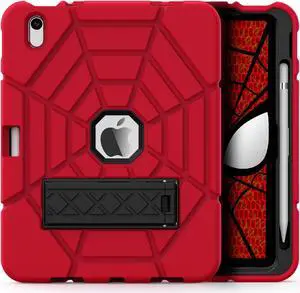 Grifobes Kids Case for iPad 11-inch (A16) 2025 / iPad 10th Generation 2022 10.9 inch, Heavy Duty Shockproof Rugged 11th / 10 Gen Cover with Pencil Holder & Stand for Boy Children (Red+Black)