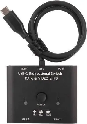 KVM Switch, 2 in 1 Out 1 in 2 Out USB C Bi Directional Switcher, 8K 60Hz 10Gbps 100W Charging Type C KVM Switch, for Laptops Tablets Cell Phones