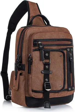 Schkleier Messenger Bag for Men Canvas Sling Bag Crossbody Backpack Laptop Shoulder Bag Hiking Daypacks Casual Tactical