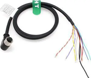 HangTon 24V Power IO Trigger Cable M12 A-Coded 12 Pin Female Right Angle to Flying Lead for Cognex in-Sight 7000 Industrial Actuator Sensor Network Automation 2m