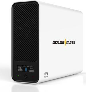GOLDENMATE 1000VA/600W Lithium UPS Battery Backup and Surge Protector, Backup Battery Power Supply with LiFePO4 Batteries(153.6 Wh), Sinewave UPS System, 10 Years Lifespan, 8-Outlets, LCD Display