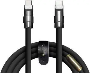 GentsStride Black Chubby - Special Black Samurai Edition Durable Fast Charging Cable 240W USB Type-C Cables Ultra-Thick Silicone Phones Tablets Cord, Gold Plus, Type C to Type C, 13.1FT