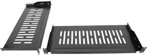 2 Pack 1U 8" Server Rack Tray Shelf - Universal Vented Rack Mount Cantilever Tray for 19" Network Equipment Rack & Cabinet - Heavy Duty Steel Weight Capacity 50lb Black(1U8, 8INCH)