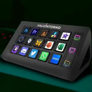 HALCONTORNO Stream Dock Slim - Steamdeck for PC Mac, Wired Streaming Controller for Content Creators Gamers, Programmable Macro Keyboard, Streaming Gaming Setup, OBS Studio YouTube