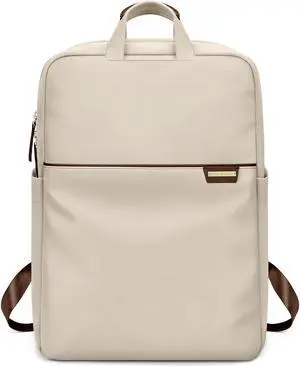 GOLF QUALITY Slim Laptop Backpack for Women, Lightweight Business Backpack for Women Computer Bag Purse for Commuting, Fit 16 Inch, Apricot