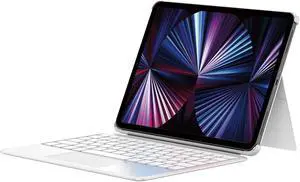 COOSTART Bluetooth-Free Keyboard Case for iPad Pro 11-inch (1st/2nd/3rd/4th Gen), Ultra-Light Keyboard for iPad Air 10.9-inch (5th/4th), Case with Keyboard, Backlit, Multi-Touch Trackpad, White
