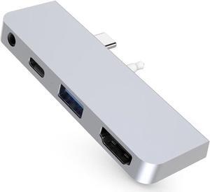 HyperDrive 4-in-1 USB C Hub for Microsoft Surface Go Gen 1-4K30Hz HDMI Docking Station, USB-A, PD 60W USB C Docking Station, 3.5mm Audio Jack, Form-Fitting