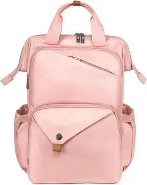 Hap Tim Travel Backpack Carry On Flight Approved, Laptop Backpack Women, Work Backpack Woman, Teacher Backpack, Pink(7651-PK)