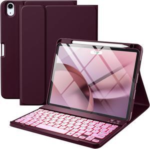Harvopu Compatible for iPad Air 11 Inch/Air 5th 4th Generation Case with Keyboard - Folio Keyboard Cover with Pencil Holder for iPad Air 11-inch M3/M2 (2025/2024), Air 5/Air 4 (Mulberry)