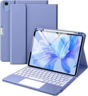 Harvopu Compatible with iPad Air 11 Inch & Air 5th/ Air 4th Generation Case with Keyboard - Multi-Touch Trackpad, 7-Color Backlit, Detachable Folio Cover for Air 11-inch M3/M2 (2025/2024) (Blue)
