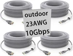 GWFIBER Cat 6 Ethernet Cable - 100 ft (30 M) Heavy Duty, UV Waterproof, Direct Burial & Indoor/Outdoor, Poe, Cat6, Cat5e, 4 Pack (1 & 2 Pack Available)