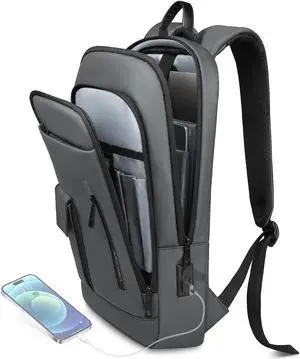 Slim Laptop Backpack for Men, Minimalist Business Backpack with USB Charging Port and Anti Theft Pocket Design, Waterproof High Tech 16 Inch Work Backpack Ideal for Commuting, Daily Life